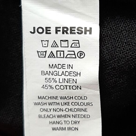 JOE FRESH | Linen Cotton Blend High Elastic Waist Pull-on Crop Pants Black Sz XL - Picture 11 of 11